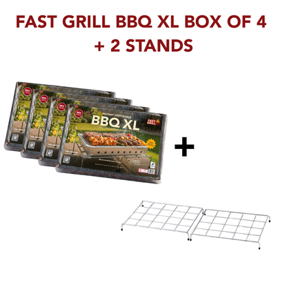 Fast Grill XL Disposable BBQ - Box of 4 + 2 Stands